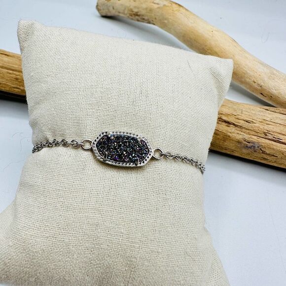 Kendra Scott Elaina Druzy Silver Adjustable Chain Bracelet - Picture 4 of 5